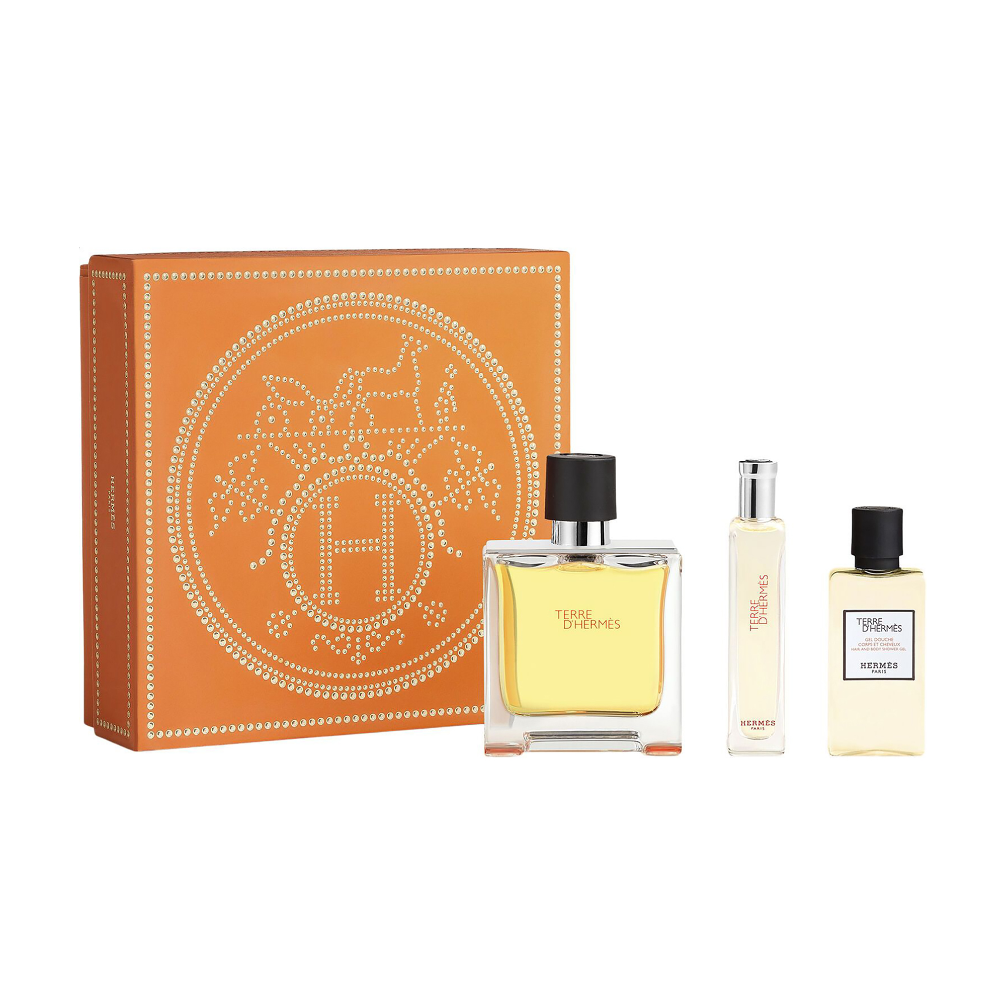 Парфумований набір чоловічий Hermes Terre d'Hermes (парфумована вода, 75 мл + гель для душу, 40 мл + парфумована вода, 15 мл)